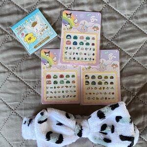 NWT Cute Bow Headband and Nail Stickers Set